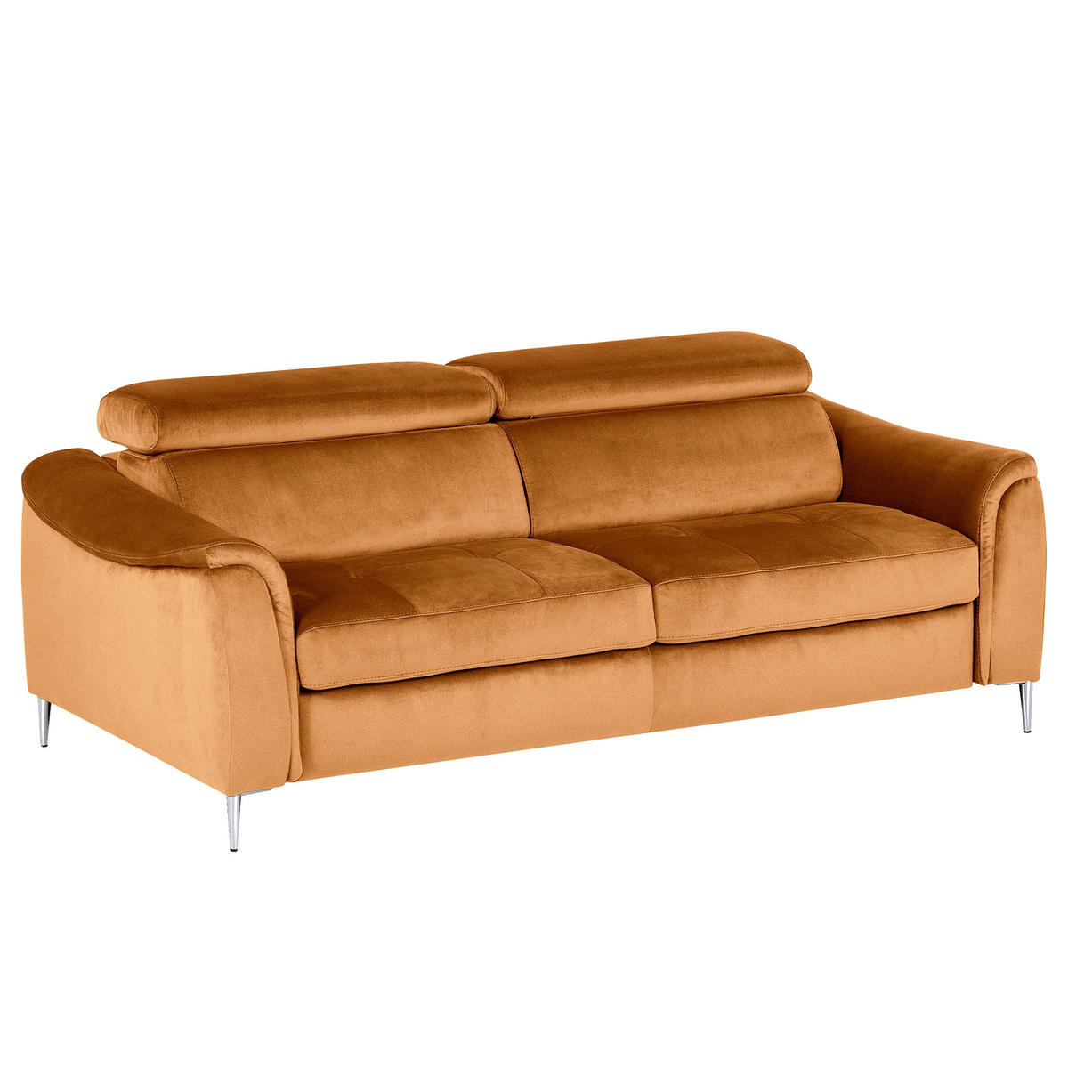 SCHLAFSOFA Samt Cognac  - Chromfarben/Cognac, Design, Textil/Metall (203/77-98/103cm) - MID.YOU