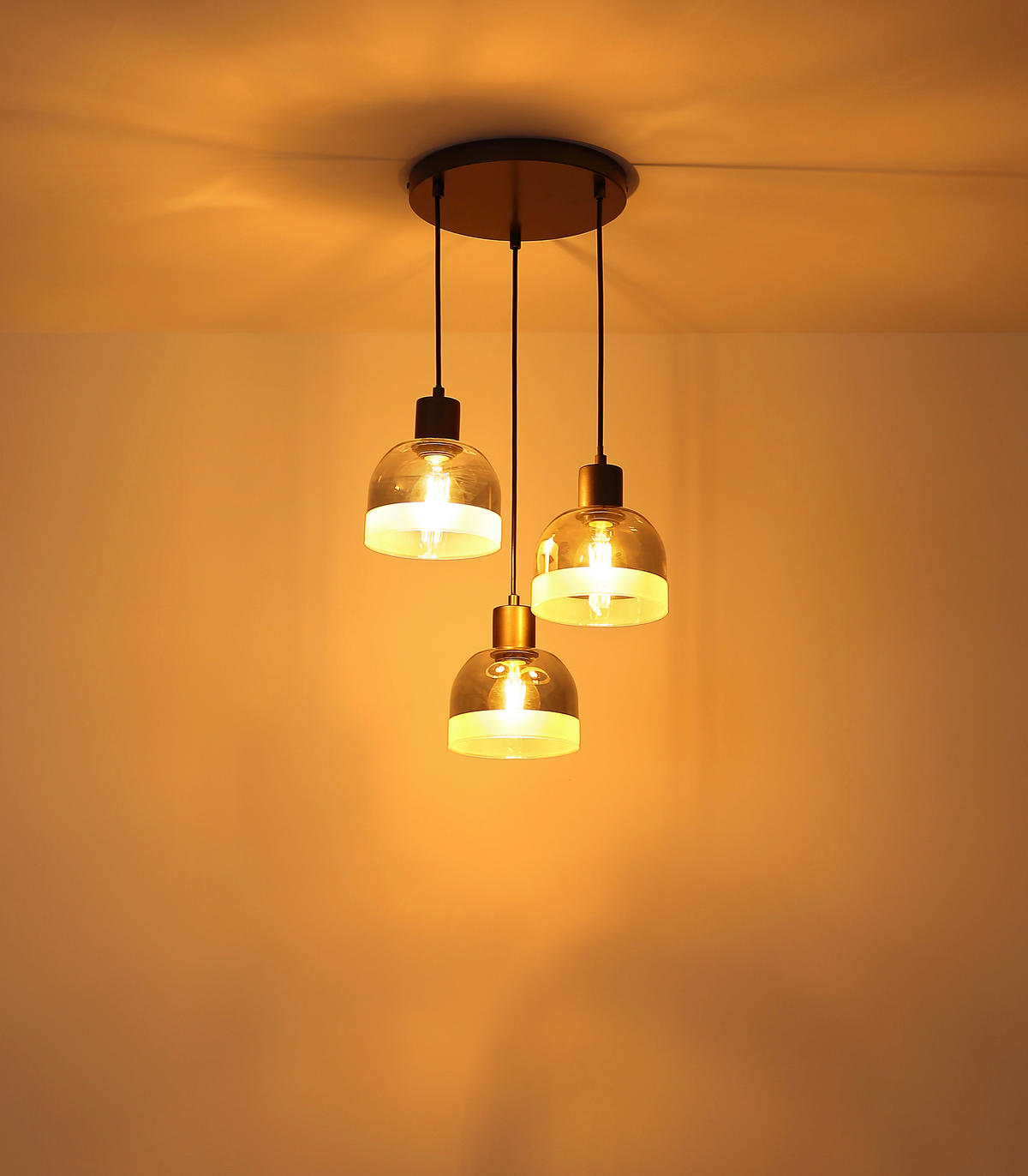 HÄNGELEUCHTE Kairo 33/150 cm  - Chromfarben/Schwarzchrom, Design, Glas/Kunststoff (33/150cm) - Globo