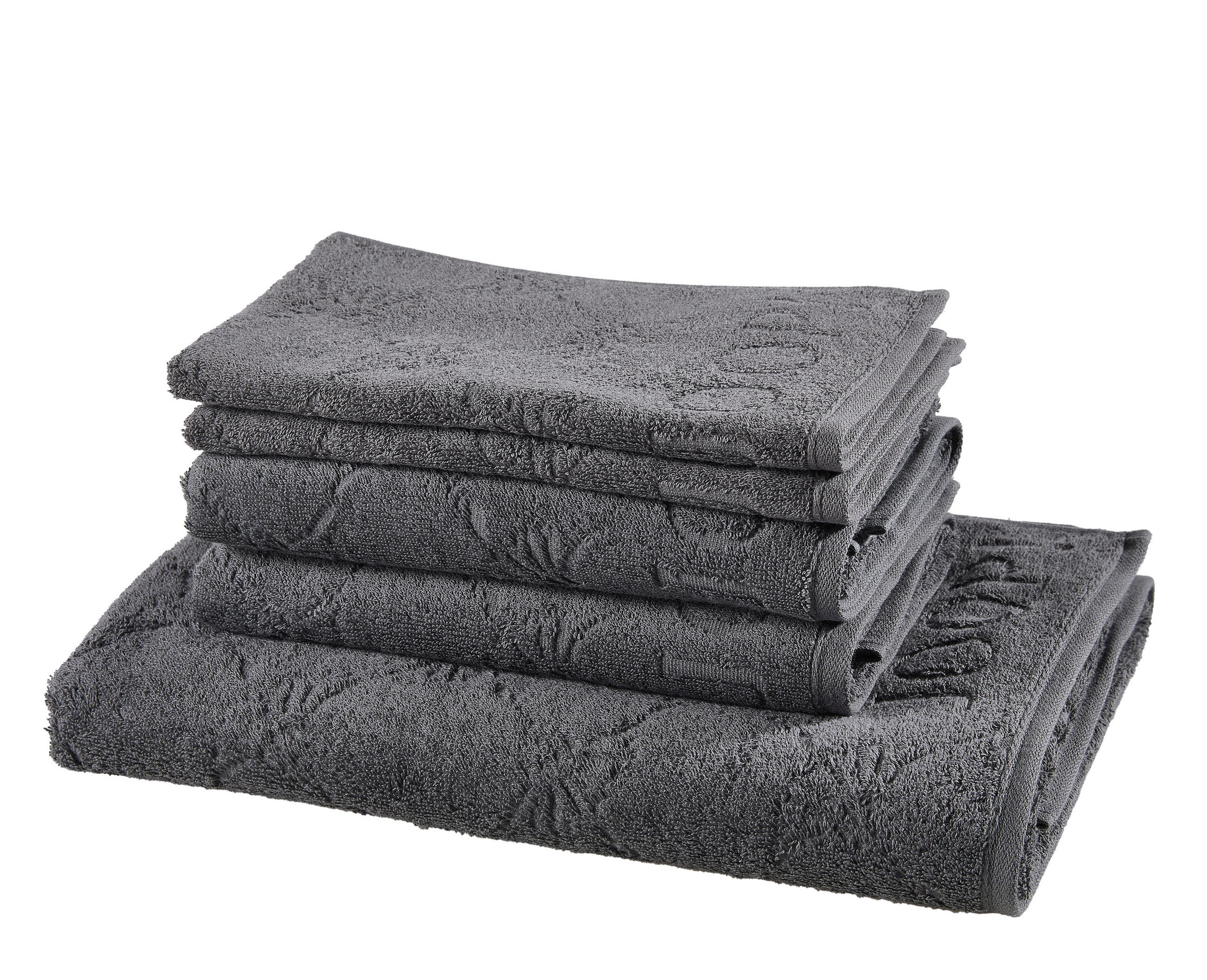 FROTTIERSET Anthrazit, Grau 5-teilig  - Anthrazit/Grau, Basics, Textil - Joop!