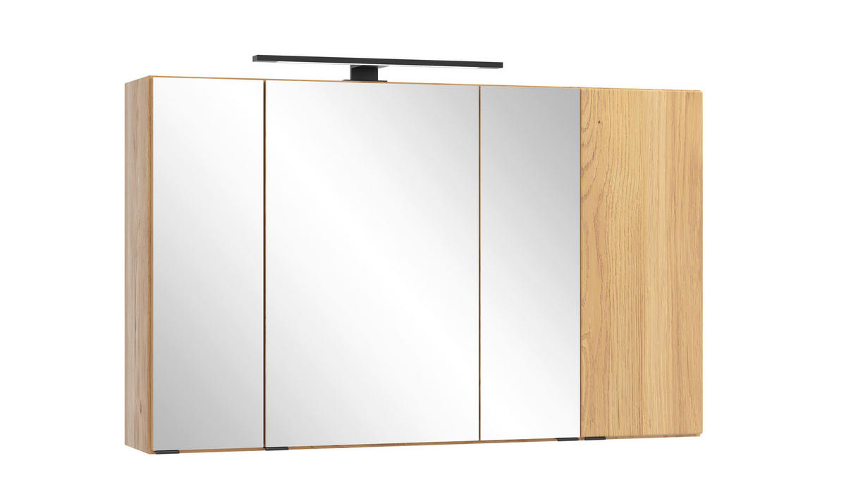 SPIEGELSCHRANK 105/64/20 cm  - Wildeiche/Schwarz, KONVENTIONELL, Glas/Holzwerkstoff (105/64/20cm) - Xora