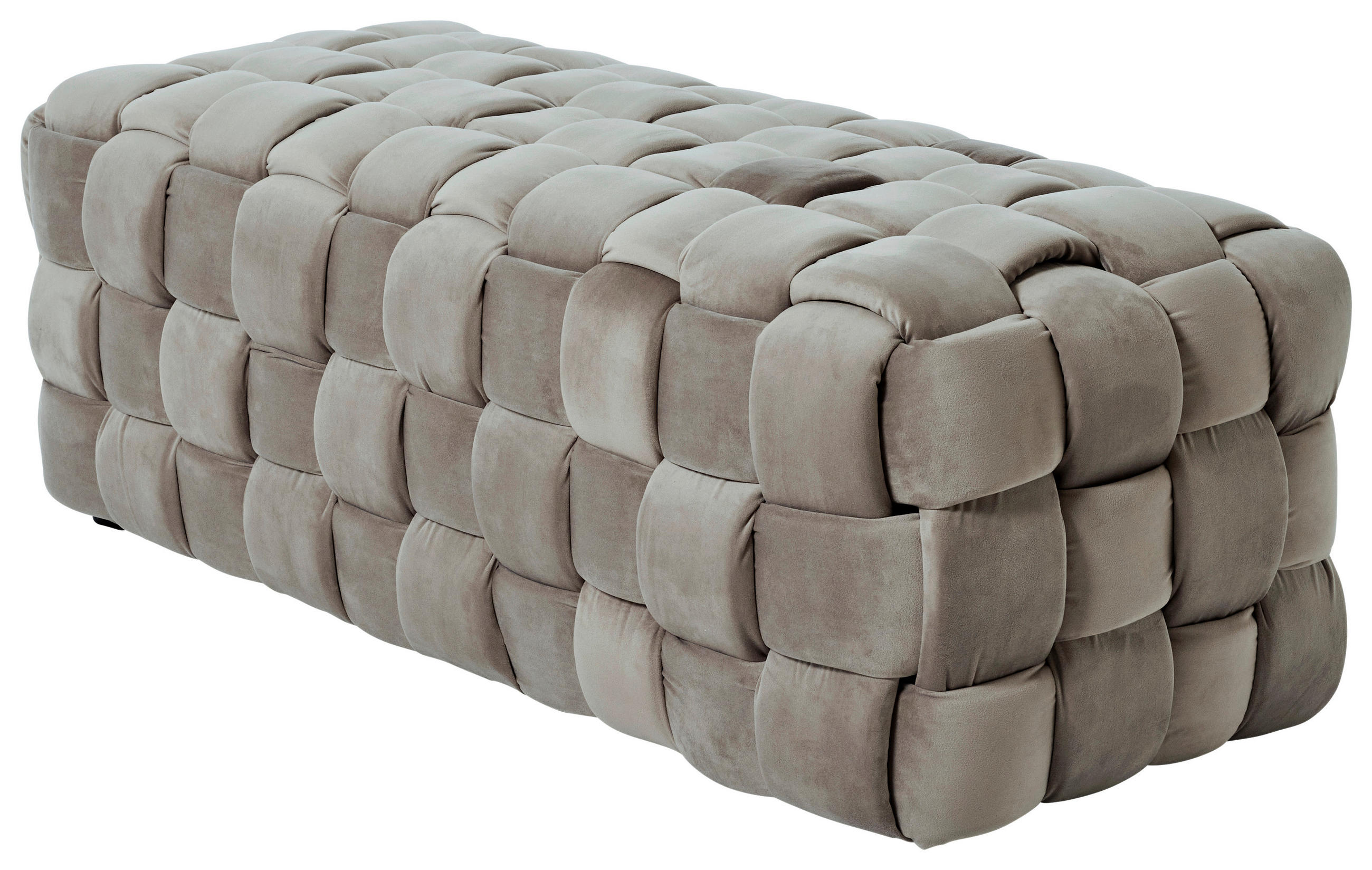 HOCKERBANK 118/43/50 cm Samt Taupe Eukalyptusholz  - Taupe, MODERN, Holz/Textil (118/43/50cm)