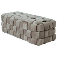 HOCKERBANK 118/43/50 cm Samt Taupe Eukalyptusholz  - Taupe, MODERN, Holz/Textil (118/43/50cm)