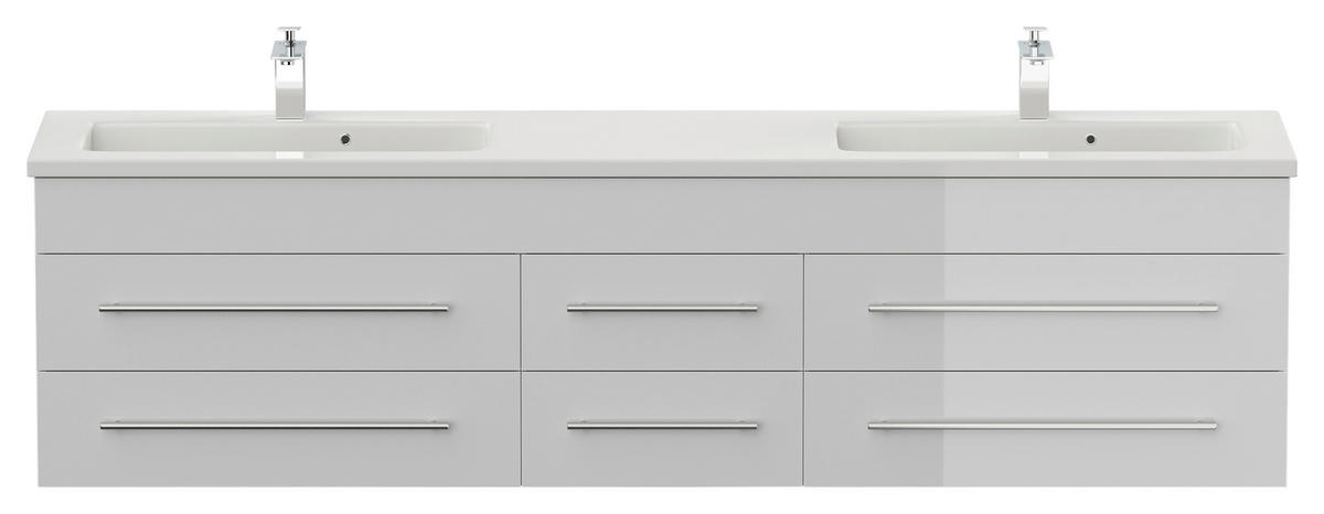 WASCHTISCHKOMBI 200 cm  - Weiß Hochglanz/Weiß, Basics, Holzwerkstoff/Stein (200cm) - MID.YOU