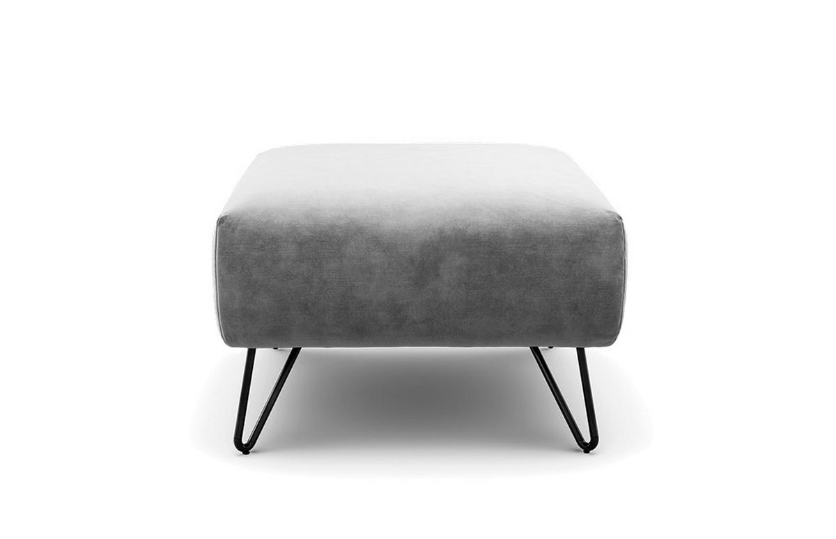 HOCKER Samt Hellgrau  - Hellgrau/Schwarz, Design, Textil/Metall (90/70/46cm) - SENSOO