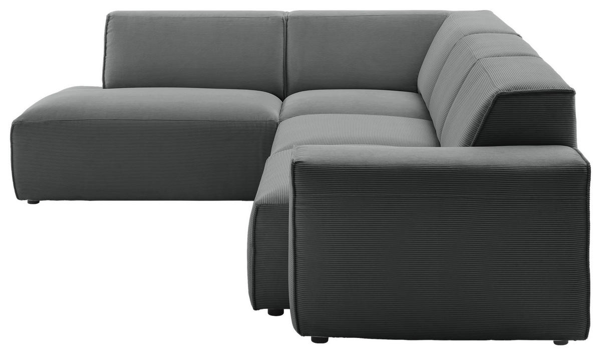 ECKSOFA in Cord Anthrazit  - Anthrazit/Schwarz, Design, Kunststoff/Textil (210/270cm) - Pure Home Lifestyle