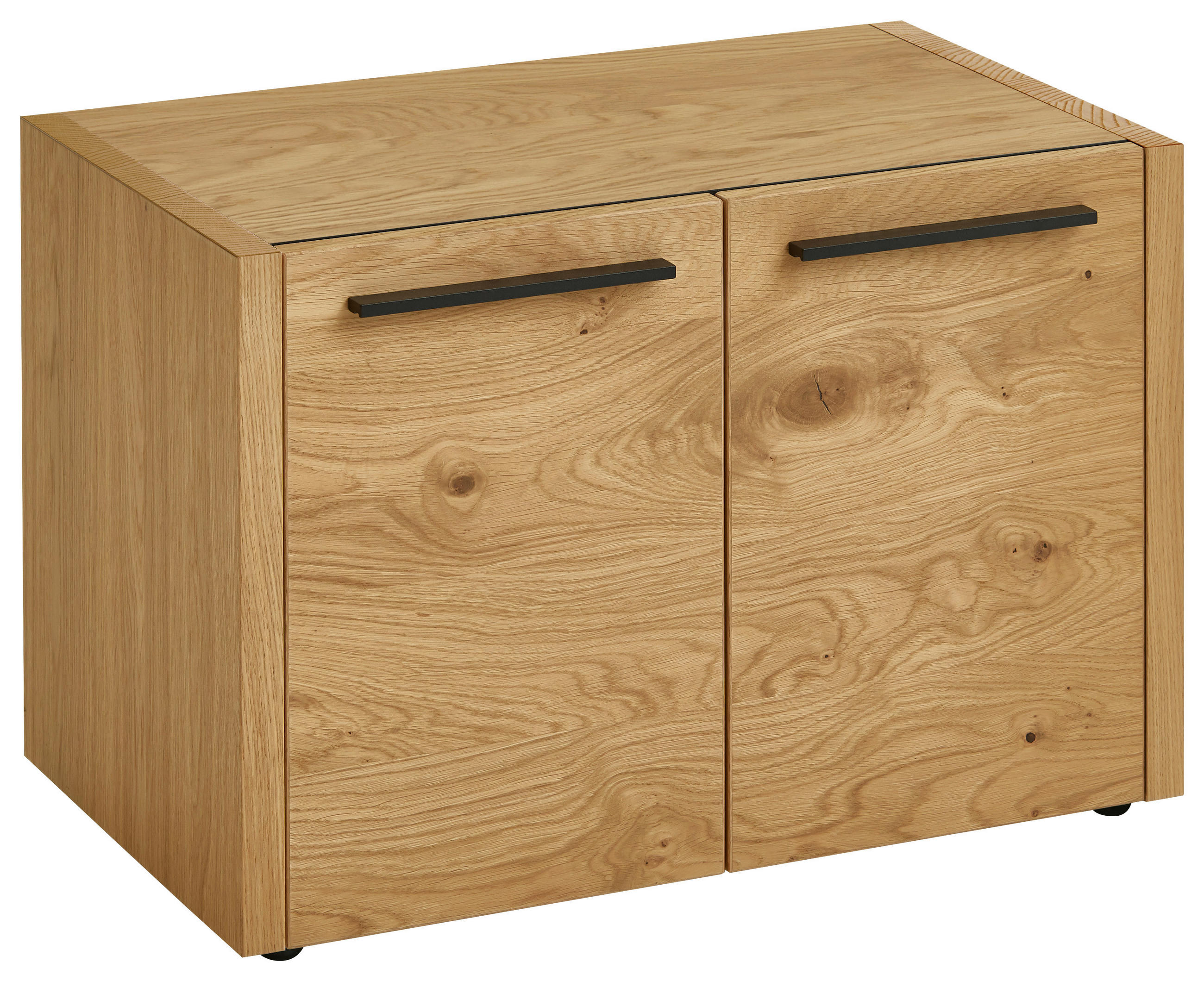 GARDEROBENBANK Eiche, Balkeneiche furniert Eichefarben - Eichefarben/Schwarz, Design, Holz/Kunststoff (66/45/41cm)