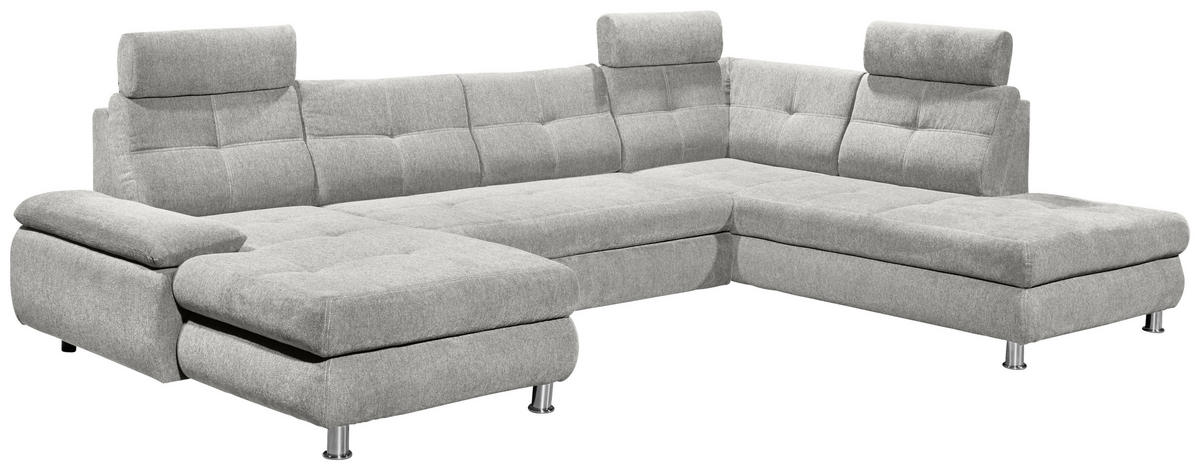 WOHNLANDSCHAFT in Webstoff Silberfarben  - Silberfarben, Modern, Kunststoff/Textil (177/349/233cm) - MID.YOU