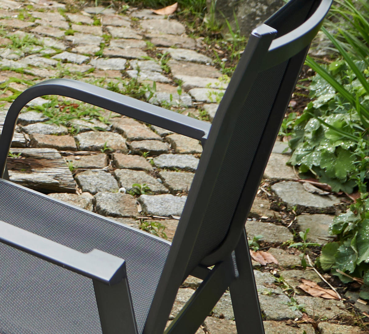 GARTENSET beschichtet Aluminium  - Schieferfarben/Anthrazit, Basics, Textil/Metall (160+60/98/72cm) - Acamp