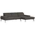 ECKSOFA Anthrazit Webstoff  - Anthrazit/Schwarz, Design, Textil/Metall (296/188cm) - Xora