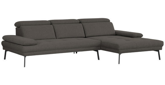 ECKSOFA Anthrazit Webstoff  - Anthrazit/Schwarz, Design, Textil/Metall (296/188cm) - Xora