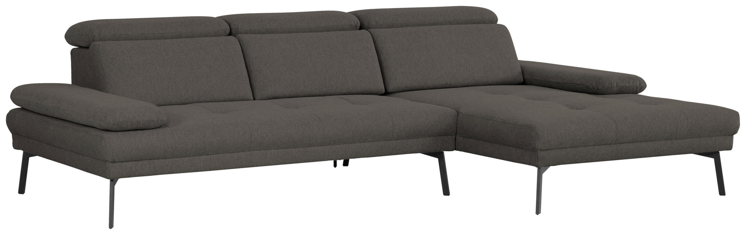 Thumbnail - Xora Ecksofa More_LZ, Anthrazit, Textil, 3-Sitzer, Ottomane rechts, Eckteil, 296x188 cm, Rücken echt, Armteil links, rec...