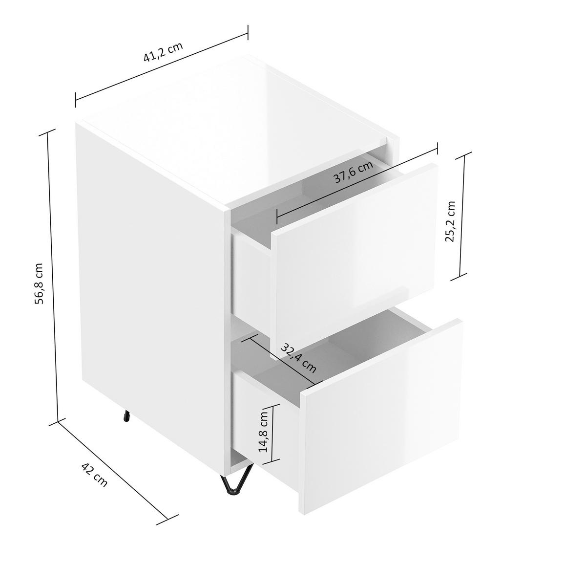 NACHTTISCH 41,2/65/42 cm  - Eichefarben/Graphitfarben, Basics, Holzwerkstoff/Metall (41,2/65/42cm) - MID.YOU
