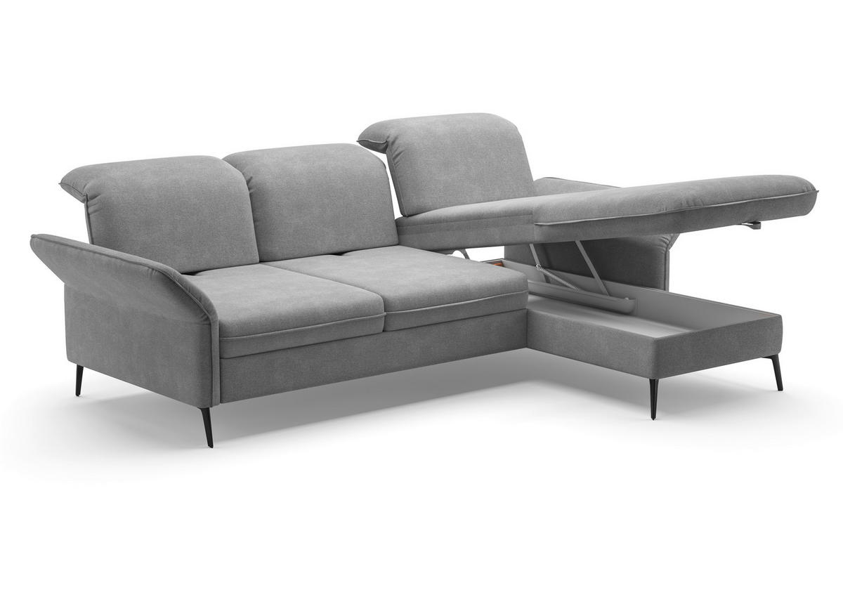 ECKSOFA in Flachgewebe Grau  - Schwarz/Grau, Konventionell, Textil/Metall (264/198cm) - Sit & More