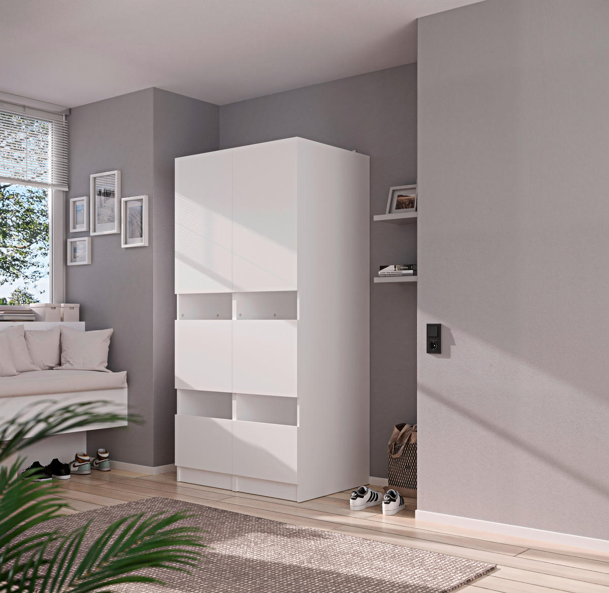 MEHRZWECKSCHRANK 50/200/68 cm  in Weiß  - Schwarz/Weiß, Design, Holzwerkstoff/Metall (50/200/68cm) - Milino