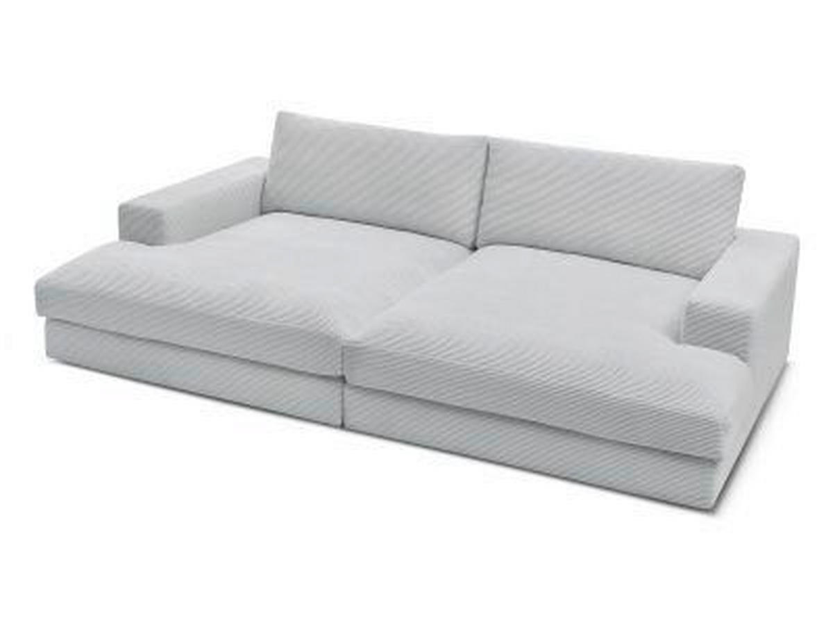 BIGSOFA LEONARD Cord Hellgrau  - Hellgrau/Schwarz, MODERN, Kunststoff/Textil (274/77/159cm)
