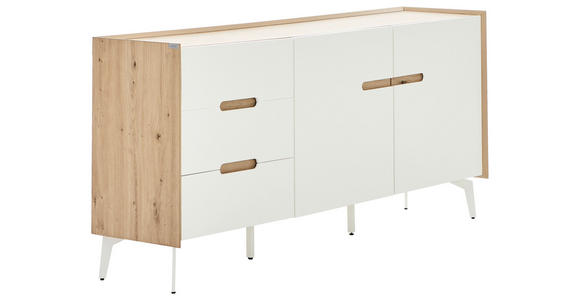 SIDEBOARD Weiß, Eiche Artisan  - Eiche Artisan/Weiß, Design, Holzwerkstoff/Metall (164/78/40cm) - Carryhome