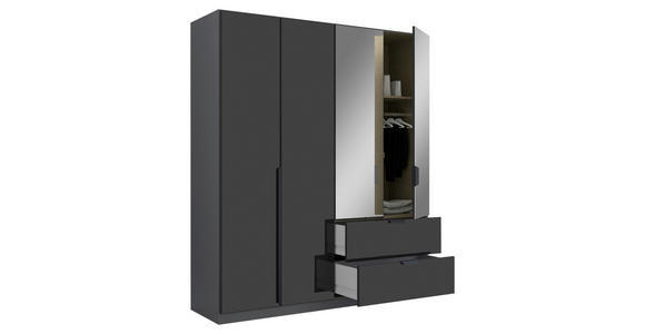KLEIDERSCHRANK 181/210/54 cm 4-türig Dunkelgrau, Grau - Dunkelgrau/Grau, KONVENTIONELL, Glas/Holzwerkstoff (181/210/54cm) - Carryhome