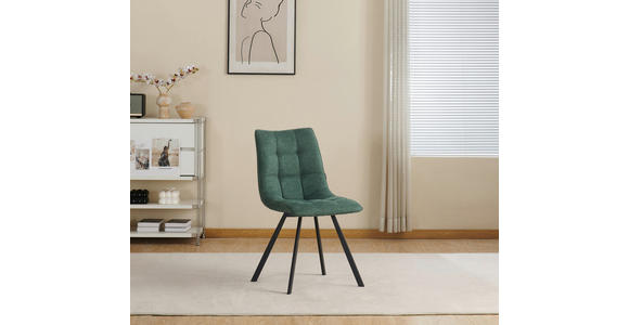 STUHL  Stoffauswahl Leinenoptik  - Dunkelgrün/Schwarz, Design, Textil/Metall (47/86/61cm) - Xora