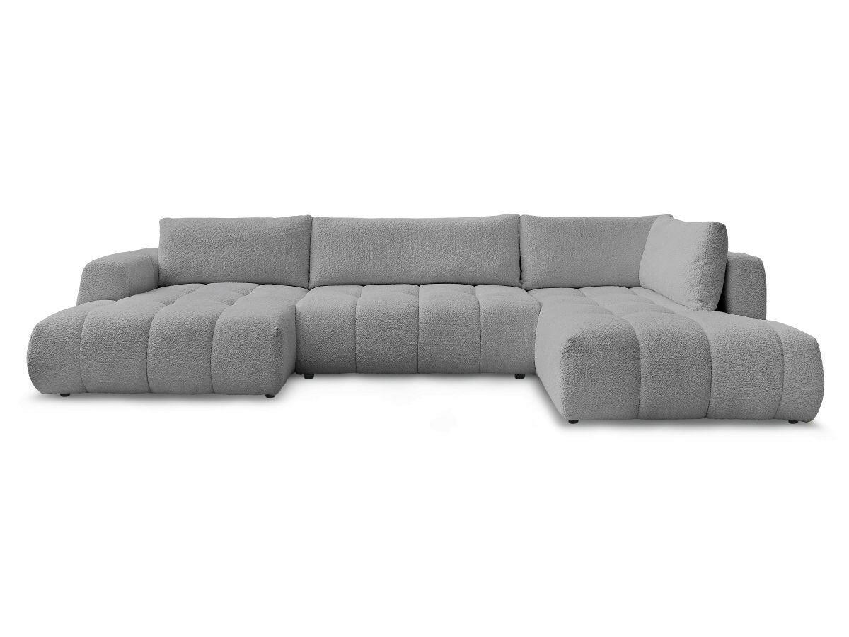 WOHNLANDSCHAFT  FUJI  Dunkelgrau Bouclé  - Dunkelgrau/Schwarz, MODERN, Kunststoff/Textil (160/377/204cm)