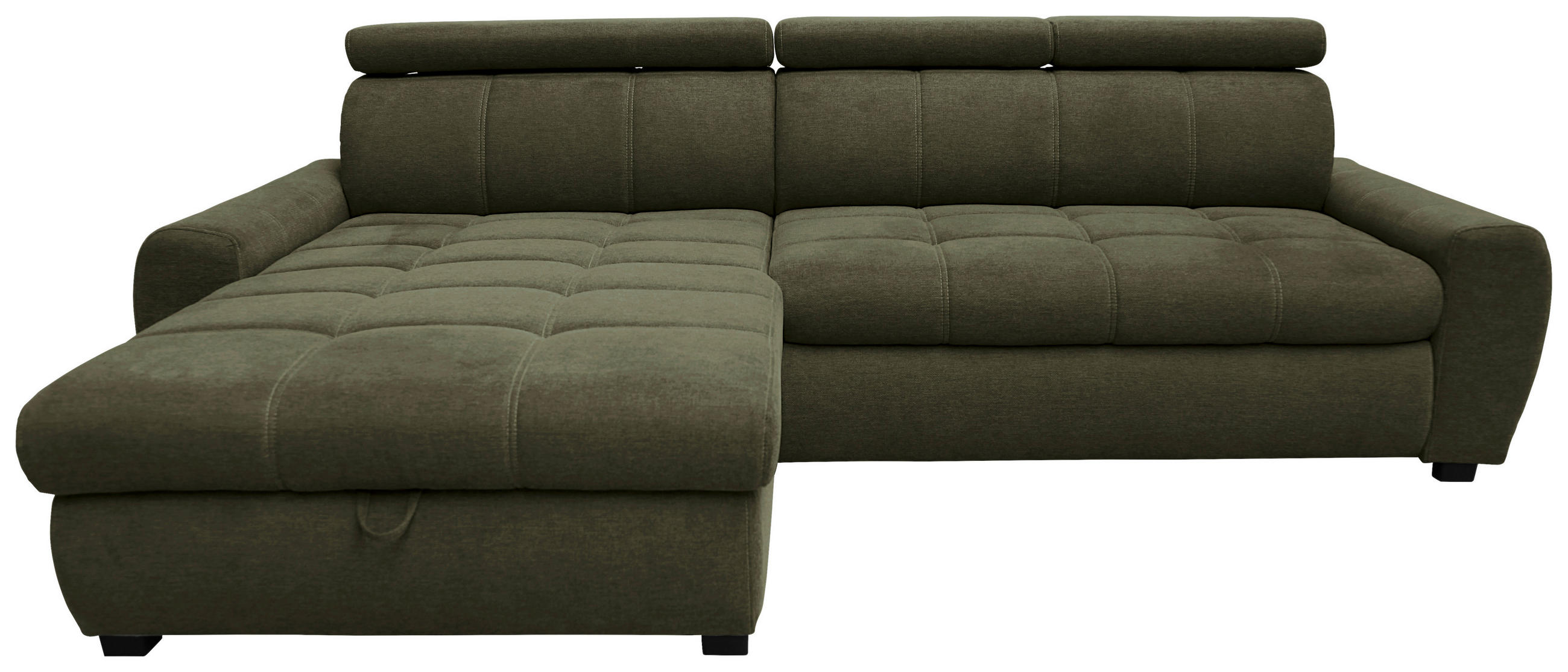 ECKSOFA inkl.Funktionen Grün Webstoff  - Schwarz/Weiß, LIFESTYLE, Kunststoff/Textil (173/276cm) - Stylife