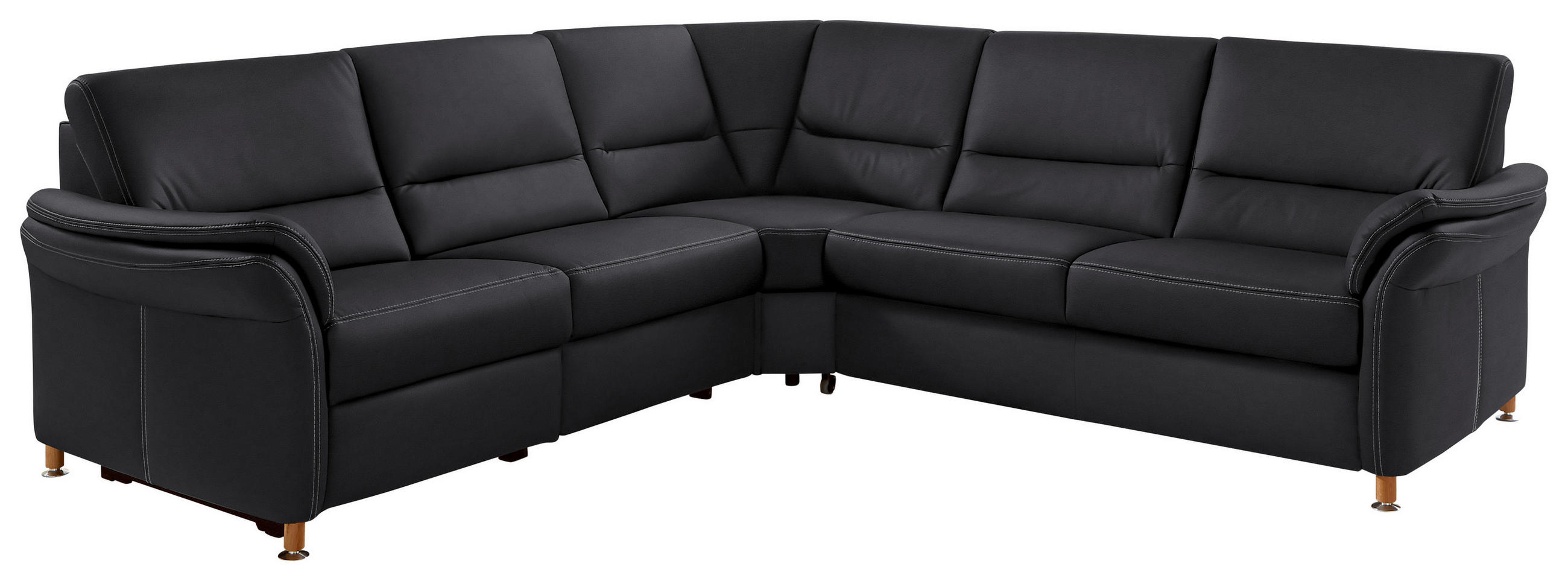 ECKSOFA in Echtleder Anthrazit  - Eichefarben/Anthrazit, Konventionell, Leder/Holz (262/262cm) - Beldomo Premium