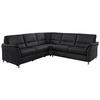 ECKSOFA in Echtleder Anthrazit  - Eichefarben/Anthrazit, Konventionell, Leder/Holz (262/262cm) - Beldomo Premium