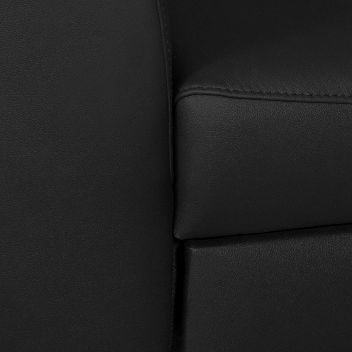 ECKSOFA in Lederlook Echtleder Schwarz  - Chromfarben/Schwarz, Design, Leder/Textil (241/168cm) - Livetastic