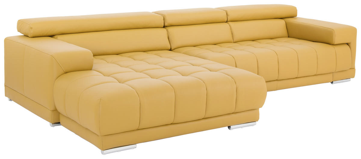 ROHOVÁ SEDACIA SÚPRAVA, koža, žltá - hnedá/žltá, Design, koža/drevo (190/330cm) - Beldomo Speed