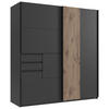 SCHWEBETÜRENSCHRANK in Graphitfarben, Eichefarben  - Eichefarben/Schwarz, Trend, Holzwerkstoff/Metall (180/198/65cm) - Carryhome