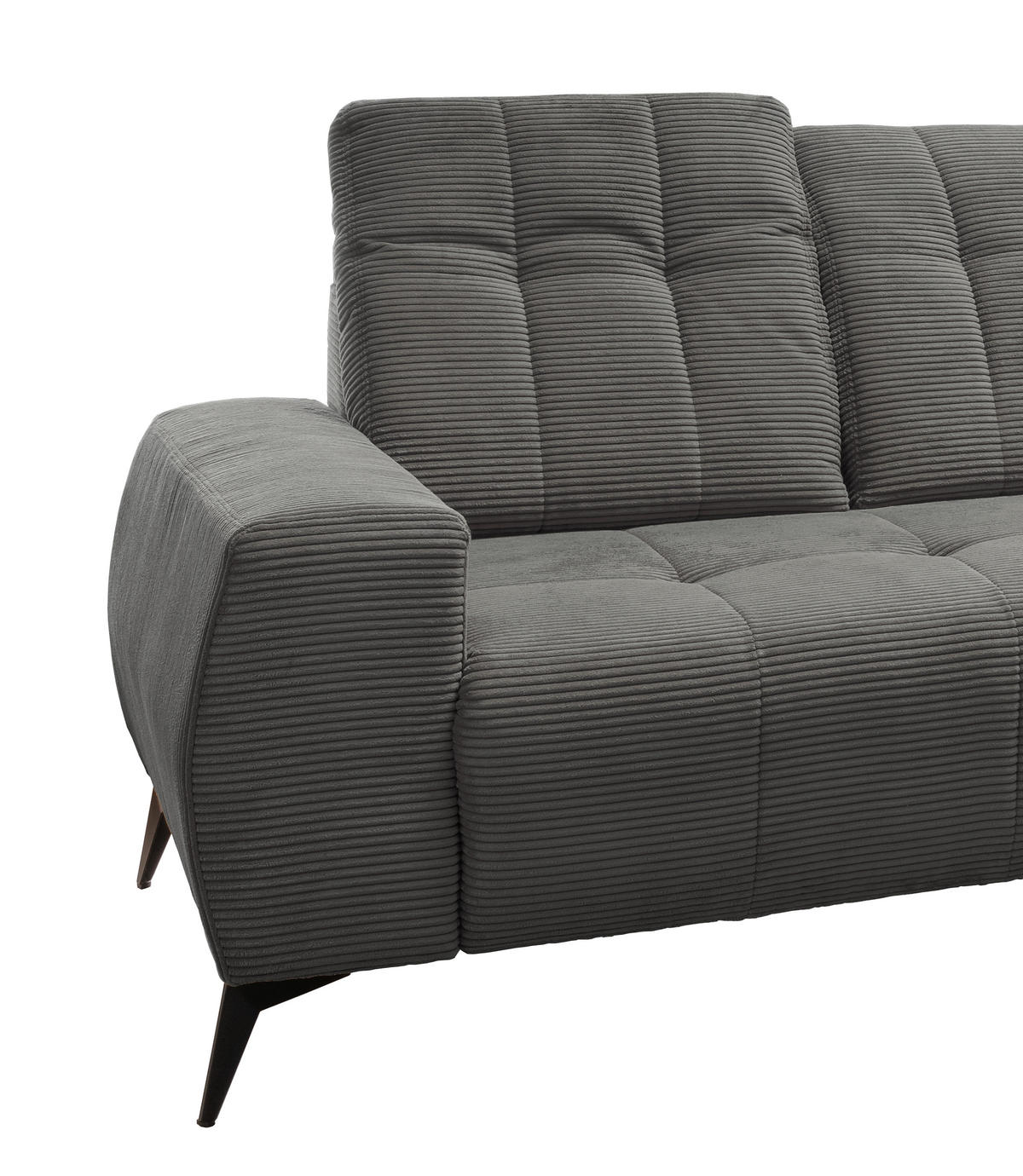 ECKSOFA in Cord Grau  - Schwarz/Grau, Modern, Textil/Metall (258/180cm) - Livetastic