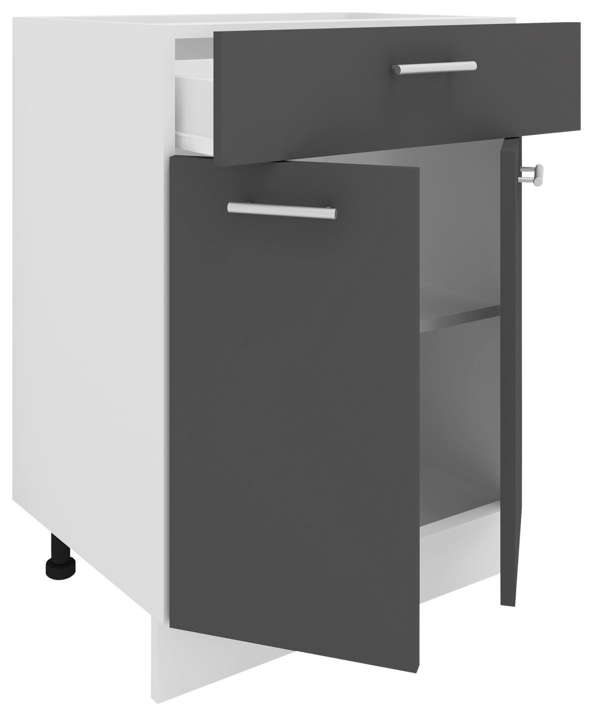 KÜCHENUNTERSCHRANK 60/82/46 cm  in Anthrazit, Weiss  - Weiss/Anthrazit, Konventionell, Holzwerkstoff/Metall (60/82/46cm) - MID.YOU