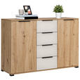 SIDEBOARD  130/87/40 cm 4 Schublade(n)  - Kaschmir/Schwarz, KONVENTIONELL, Holzwerkstoff/Metall (130/87/40cm) - Carryhome
