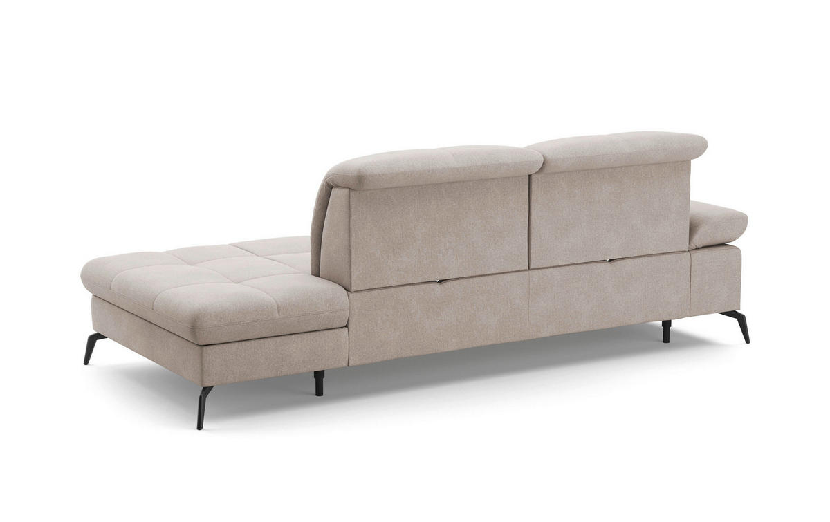 RÉCAMIERE in Flachgewebe Greige  - Greige/Schwarz, Konventionell, Textil/Metall (231/90/122cm) - Sit & More