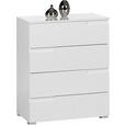 KOMMODE Spice, 65/80/40 cm, 4 Schublade(n)  - Weiß Hochglanz/Silberfarben, Design, Holzwerkstoff/Kunststoff (65/80/40cm) - Carryhome