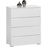 KOMMODE Spice, 65/80/40 cm, 4 Schublade(n)  - Weiß Hochglanz/Silberfarben, Design, Holzwerkstoff/Kunststoff (65/80/40cm) - Carryhome