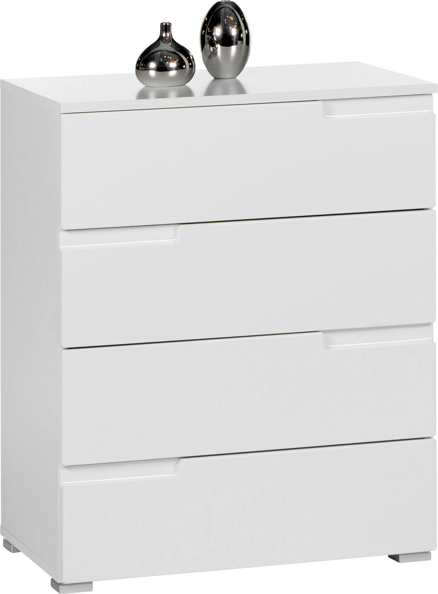 Carryhome Kommode Spice Weiß, Weiß Hochglanz 65x80x40 cm