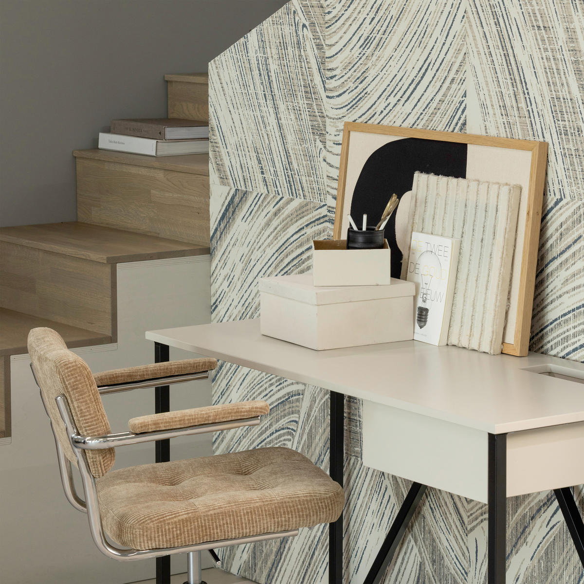 DREHSTUHL  in gerippt Sandfarben  - Sandfarben/Chromfarben, MODERN, Kunststoff/Textil (54/87/60cm) - Livetastic