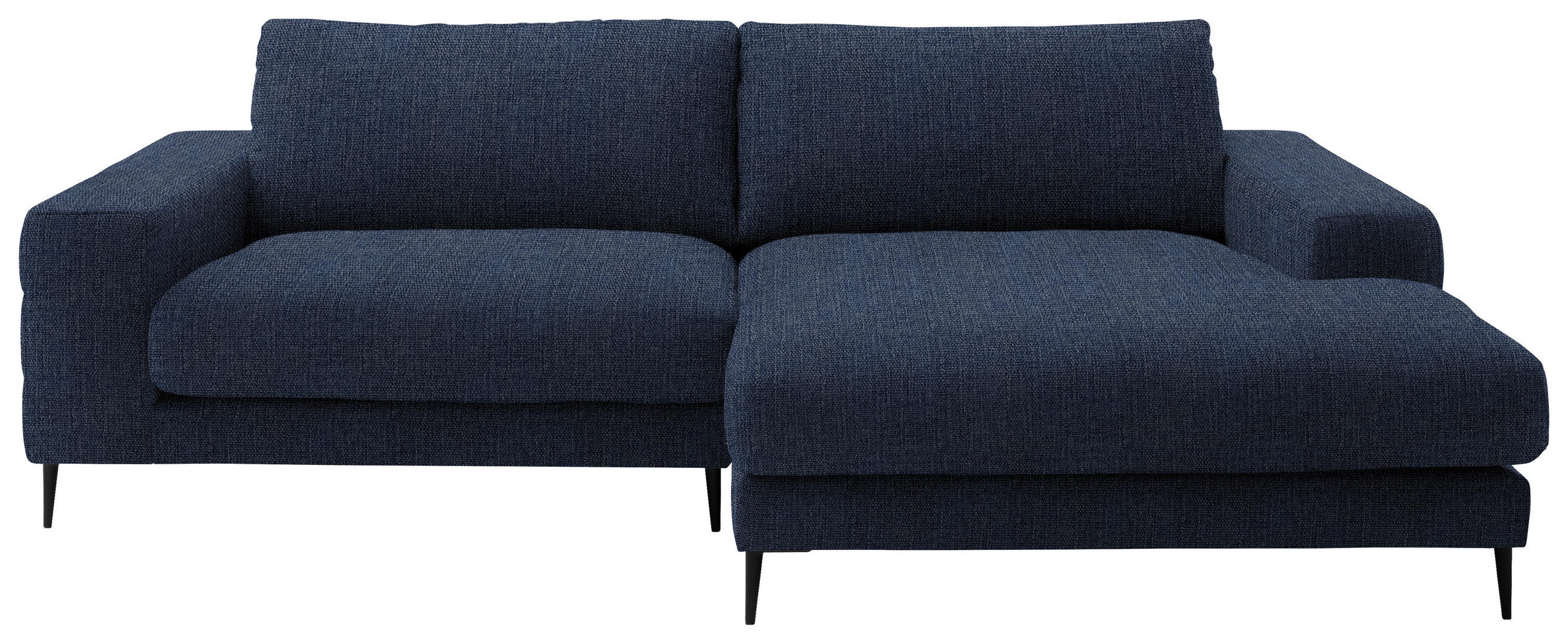 ECKSOFA in Flachgewebe Dunkelblau  253/177 cm  - Schwarz/Dunkelblau, Design, Textil/Metall (253/177cm) - Dieter Knoll