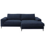 ECKSOFA  in Flachgewebe Dunkelblau  253/177 cm  - Schwarz/Dunkelblau, Design, Textil/Metall (253/177cm) - Dieter Knoll