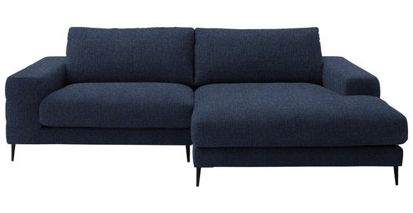ECKSOFA  in Flachgewebe Dunkelblau  253/177 cm  - Schwarz/Dunkelblau, Design, Textil/Metall (253/177cm) - Dieter Knoll