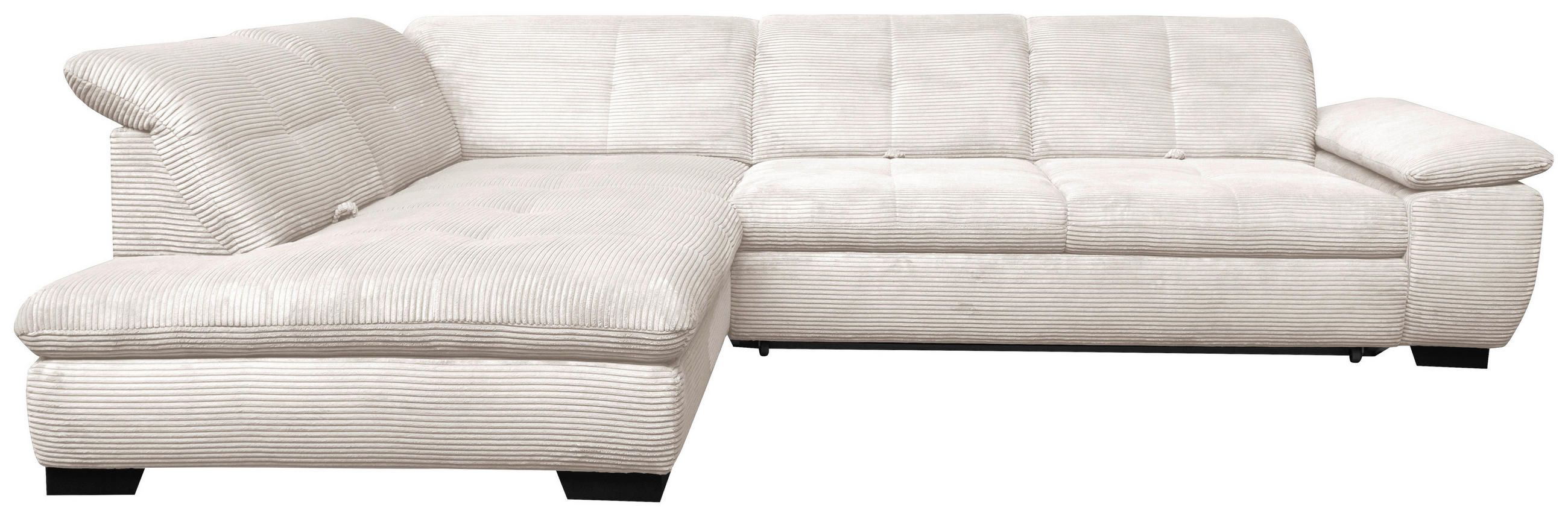 ECKSOFA Creme Cord  - Creme/Schwarz, Design, Textil/Metall (242/313cm) - Xora