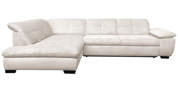 ECKSOFA Creme Cord - Creme/Schwarz, Design, Textil/Metall (242/313cm) - Xora