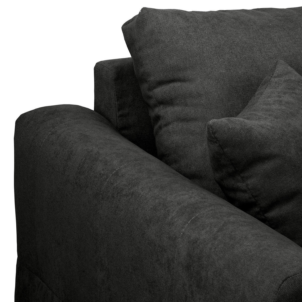 ECKSOFA Mikrofaser Schwarz  - Schwarz/Naturfarben, Design, Holz/Textil (231/161cm) - Livetastic