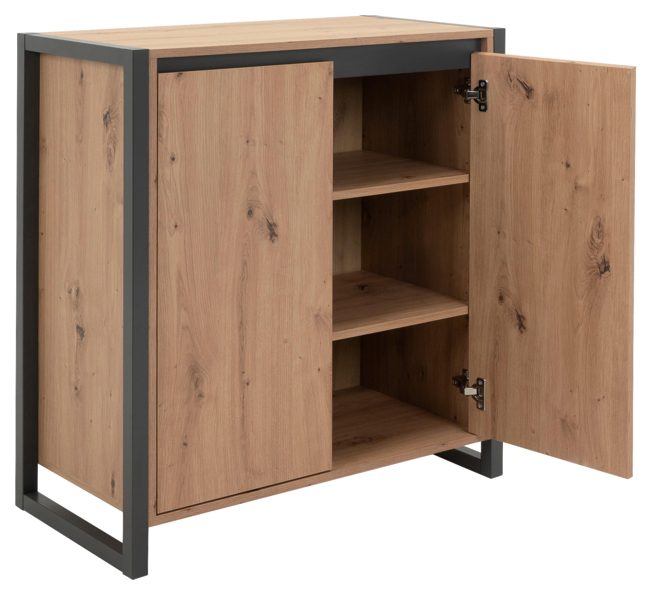 KOMMODE  in  - Eichefarben/Anthrazit, KONVENTIONELL, Holzwerkstoff (80/88/40cm) - MID.YOU