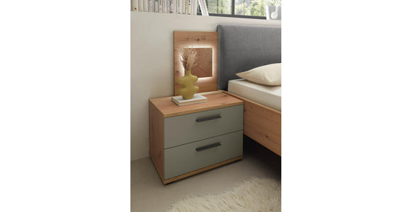 NACHTKÄSTCHEN 60/45,3/38 cm  in Salbeigrün, Eiche Artisan  - Salbeigrün/Schwarz, KONVENTIONELL, Holzwerkstoff/Kunststoff (60/45,3/38cm) - Xora