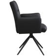 ARMLEHNSTUHL  Sitzfläche 360° drehbar, automatische Rückholfunktion  Echtleder  - Schwarz, Trend, Leder/Metall (63/89/62cm) - Novel