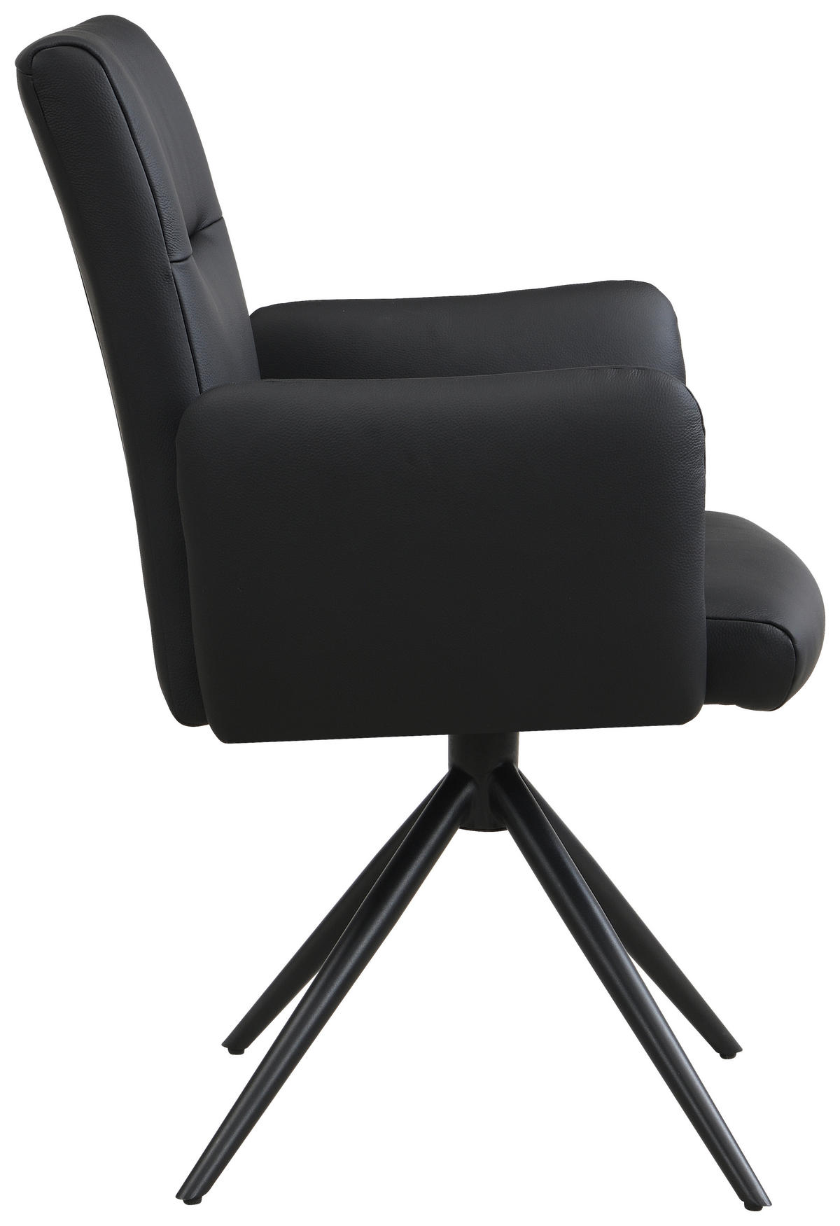 ARMLEHNSTUHL  Sitzfläche 360° drehbar, automatische Rückholfunktion  Echtleder  - Schwarz, Trend, Leder/Metall (63/89/62cm) - Novel