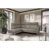 ECKSOFA Schlammfarben Echtleder Lederlook  - Chromfarben/Schlammfarben, Design, Leder/Textil (194cm) - Livetastic