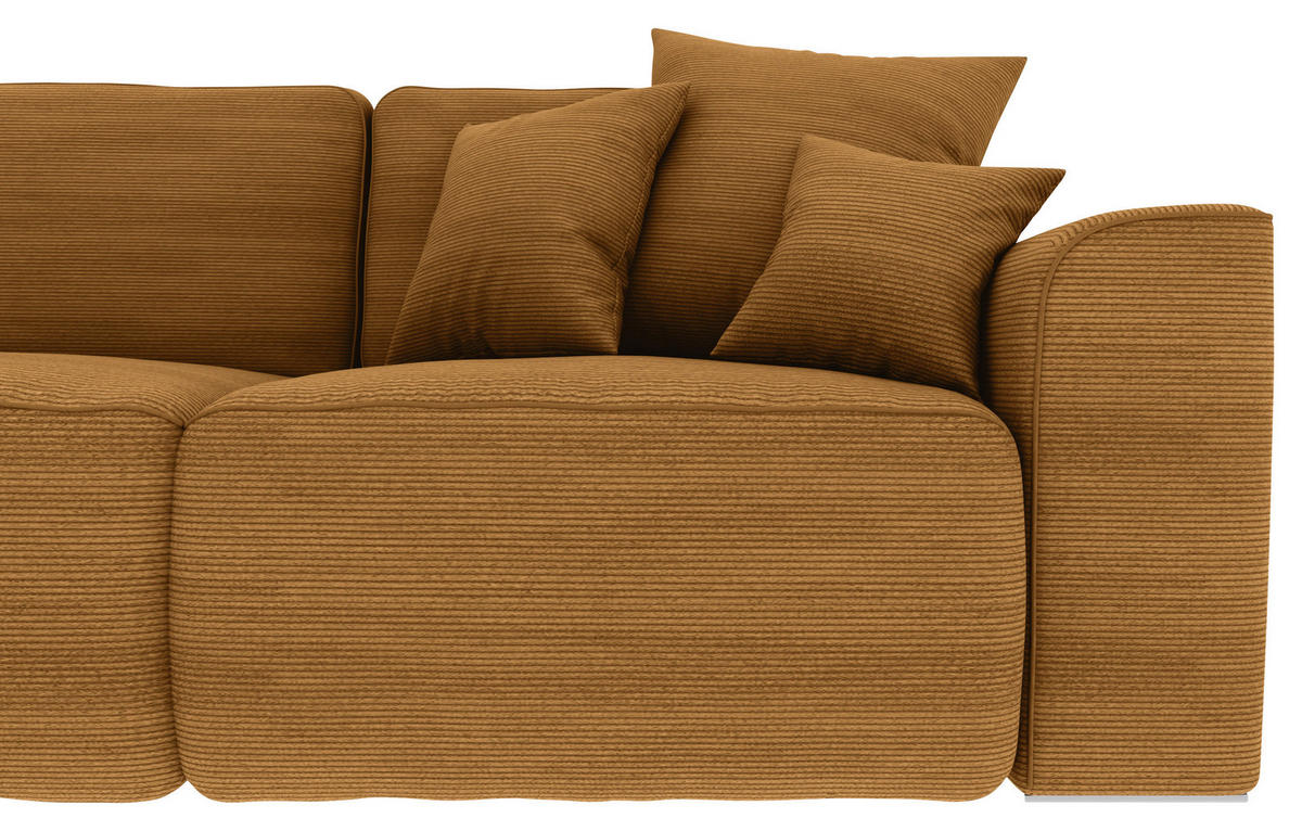 ECKSOFA in Cord Rostfarben  - Chromfarben/Rostfarben, Konventionell, Kunststoff/Textil (195/293cm) - MID.YOU