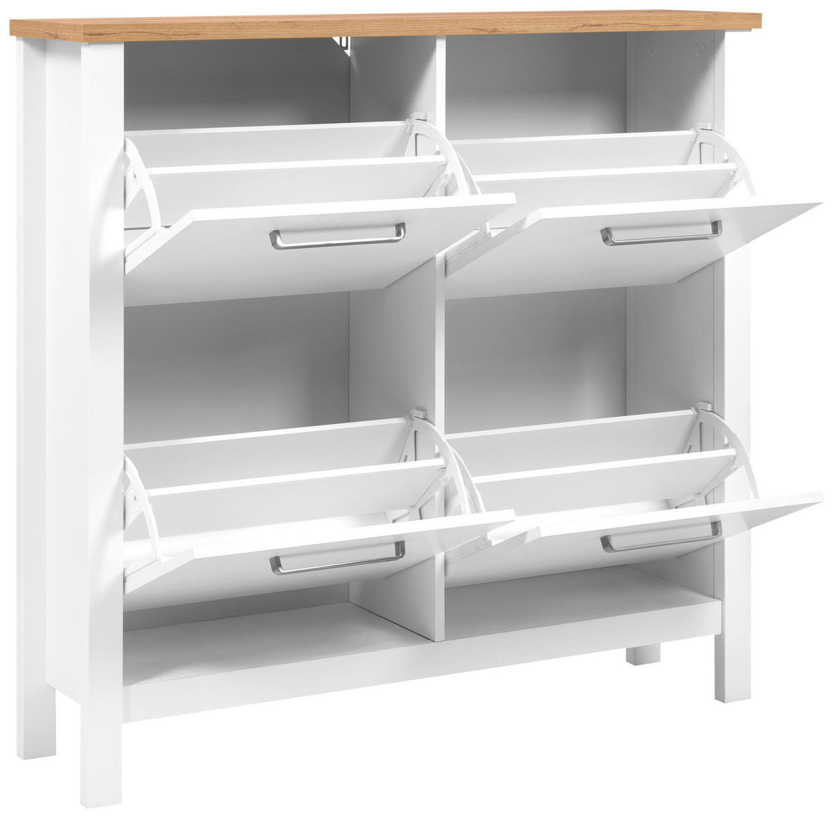 ORMARIĆ ZA OBUĆU  bijela  drvni materijal     - bijela/hrast Artisan, Romantično / ladanjski, drvni materijal (113/109/30cm)